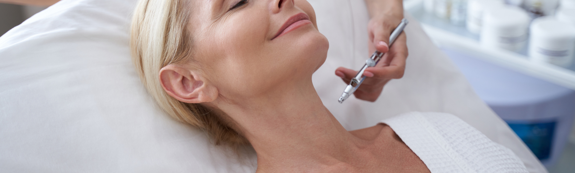 woman prepping for a neck lift procedure near Bethesda
